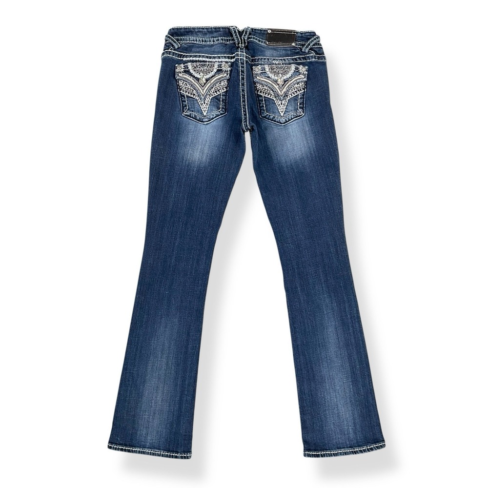 Vigoss Jeans Women 5 (29x31) Blue Boot Slim New York Low Rise Flap Pockets Y2K
